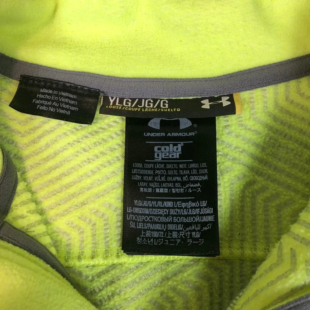 Under Armour ColdGear Fleece Vest Youth YLG‎ Yellow Zip Pockets Activewear